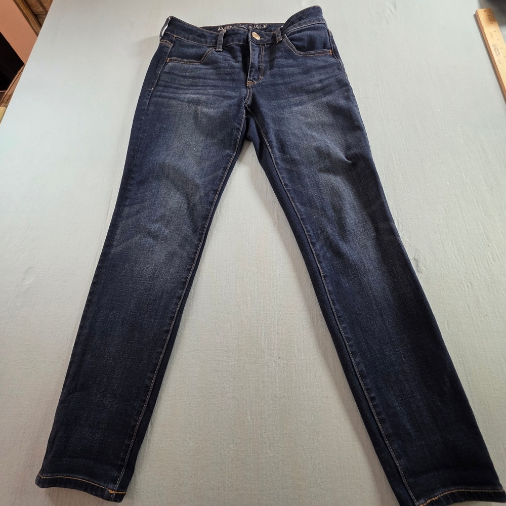 American Eagle Super Stretch X4 Skinny Jeans Dark Wash Indigo Womens 6 Short